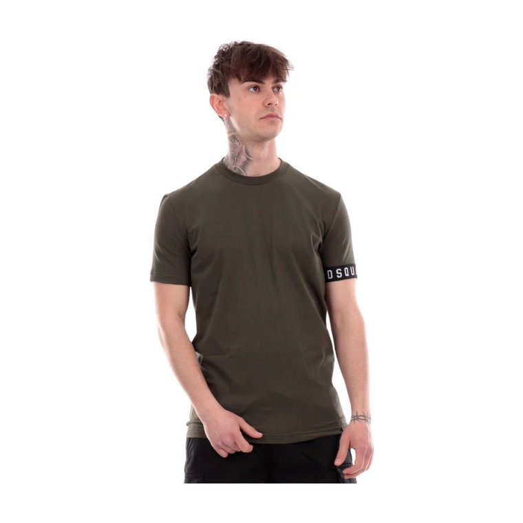 Ikoniczny Zielony Wojskowy Rękaw T-shirt Dsquared2