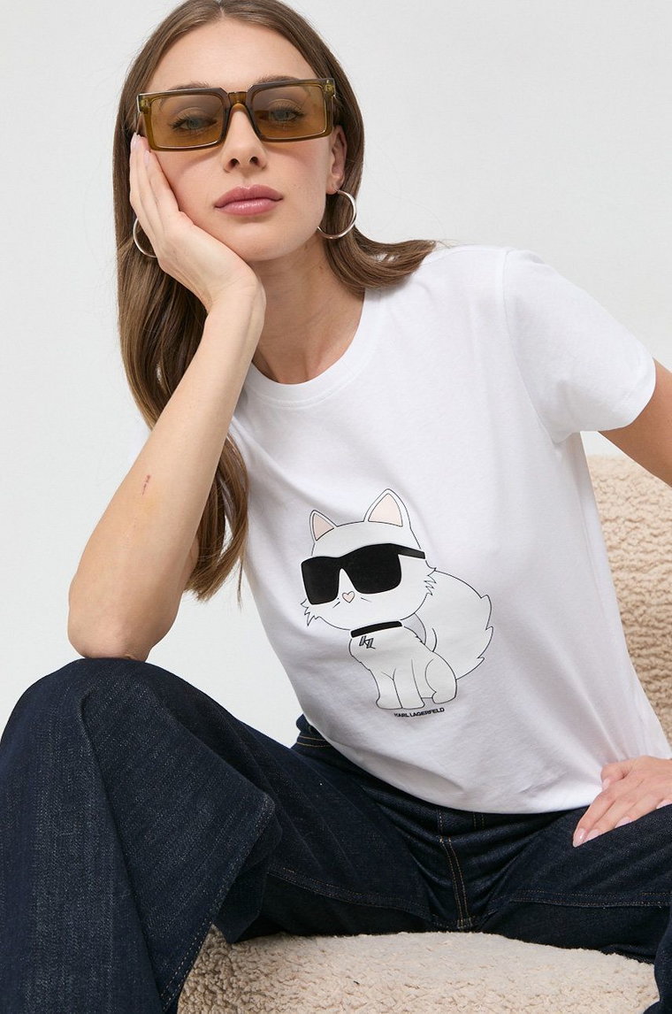 Karl Lagerfeld t-shirt bawełniany kolor biały