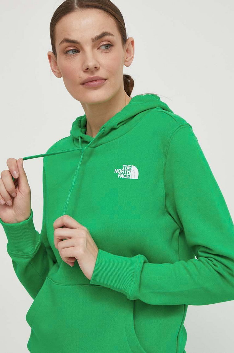 The North Face bluza bawełniana damska kolor zielony z kapturem gładka NF0A7X2TPO81