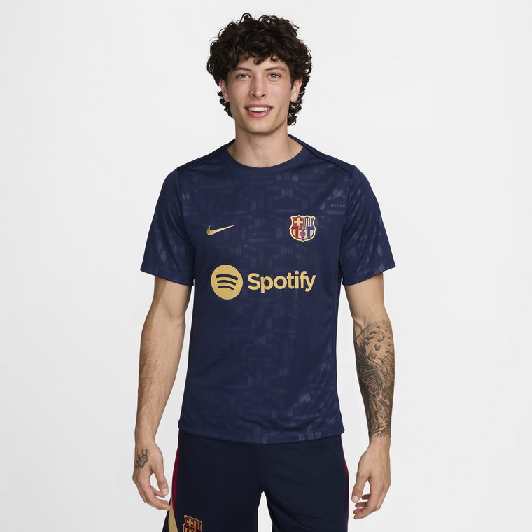 Męska przedmeczowa koszulka piłkarska z krótkim rękawem Nike Dri-FIT FC Barcelona Academy Pro (wersja domowa) - Niebieski
