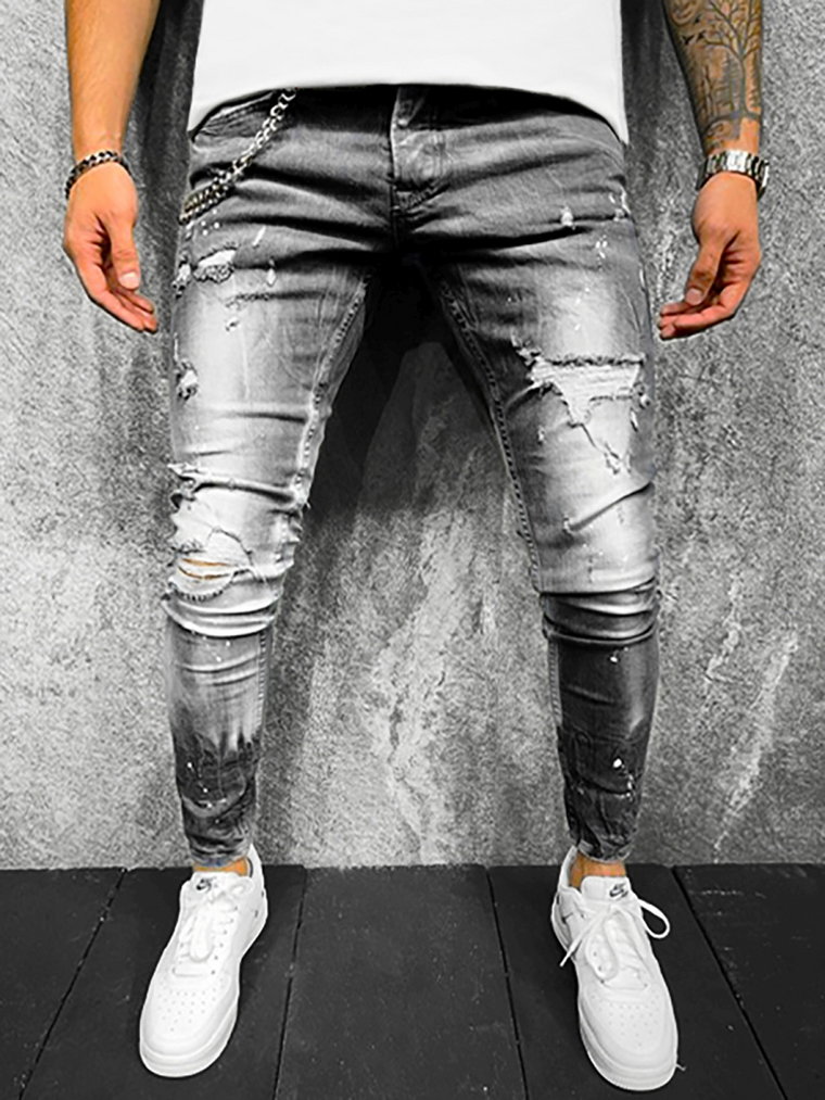 Spodnie jeansowe męskie grafitowe OZONEE O/B6433