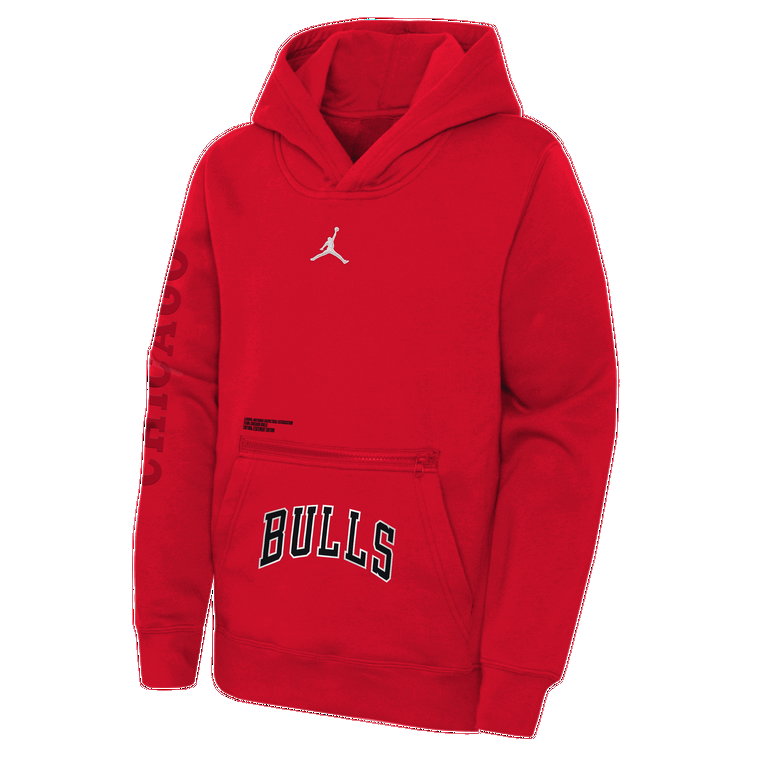 Dzianinowa bluza z kapturem dla dużych dzieci Chicago Bulls Courtside Statement Edition Jordan NBA - Czerwony