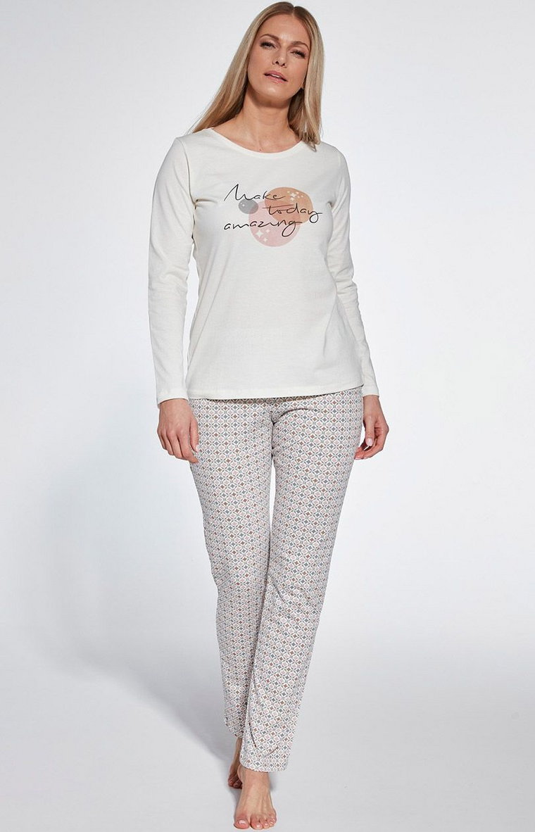 Bawełniana piżama damska 655/362 Today, Kolor ecru-wzór, Rozmiar L, Cornette