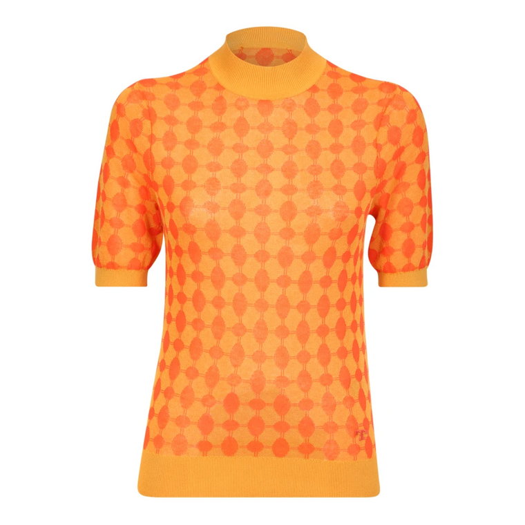 Wygodny Pomarańczowy Sweter z Geometrią Tory Burch