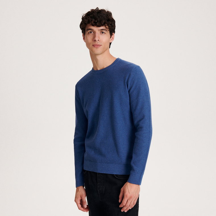 Reserved - Bawełniany sweter - niebieski