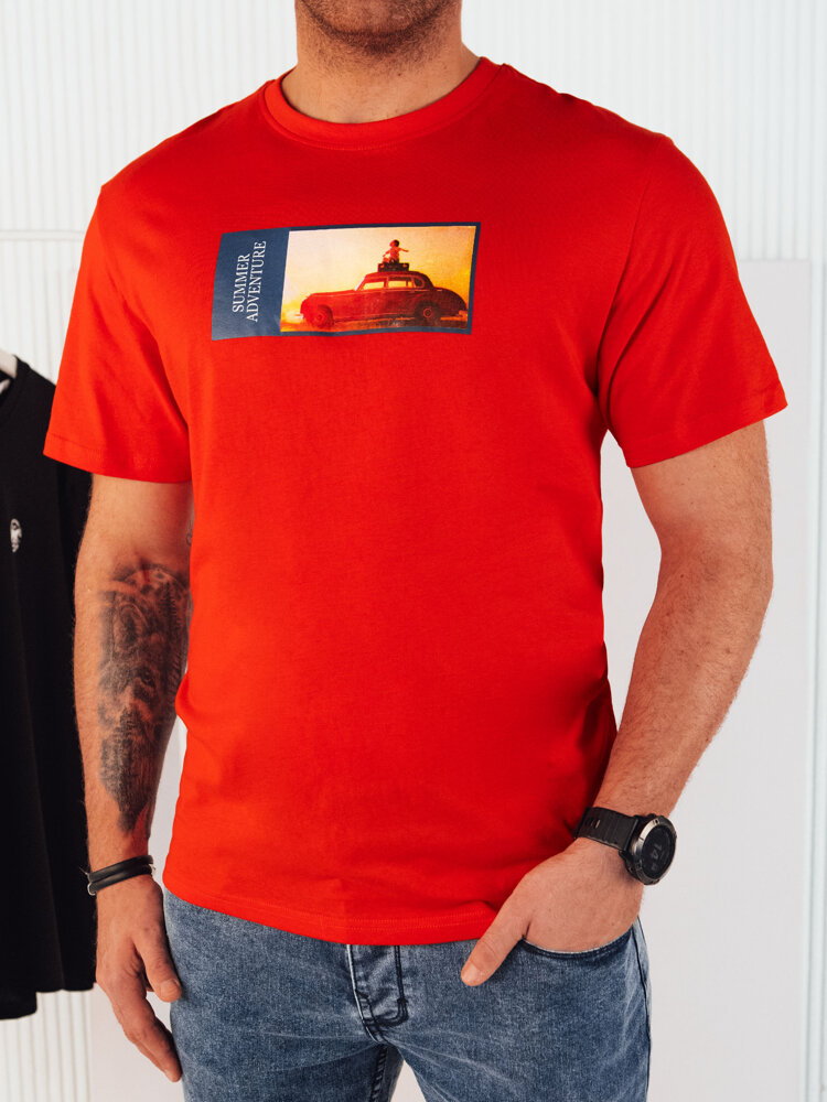 Koszulka męska z nadrukiem pomarańczowa Dstreet RX5486