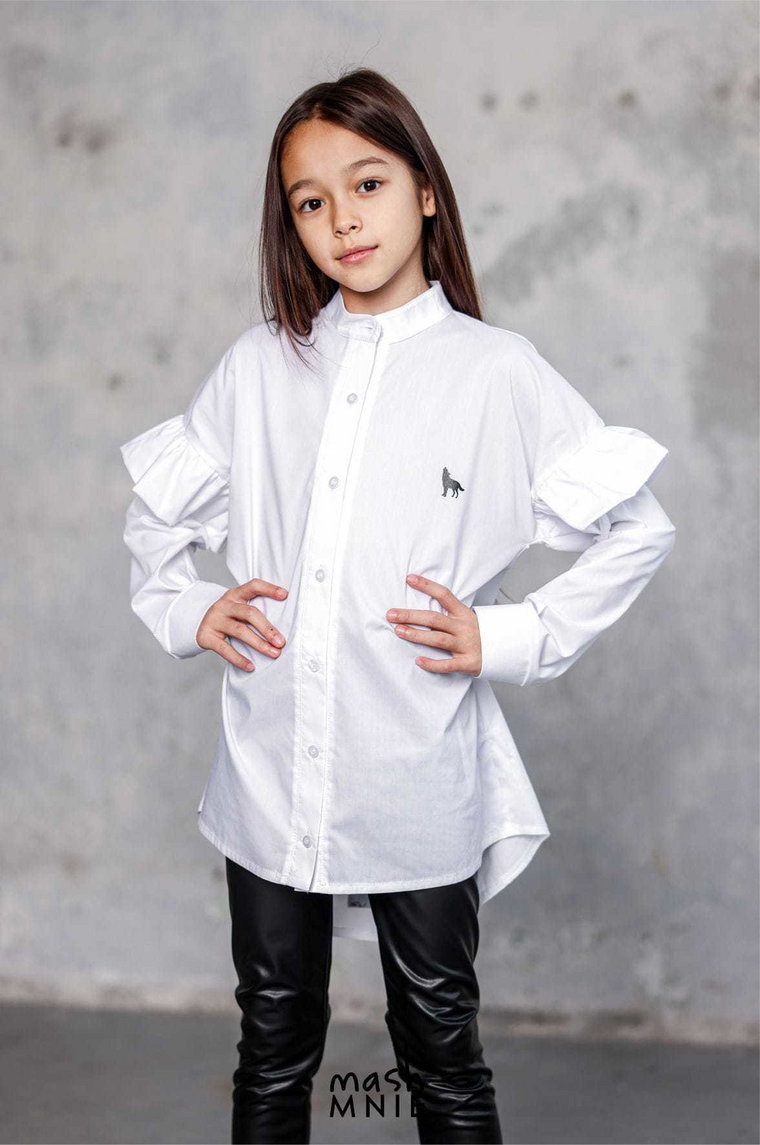 Koszula dziewczęca z falbankami mashMNIE biała