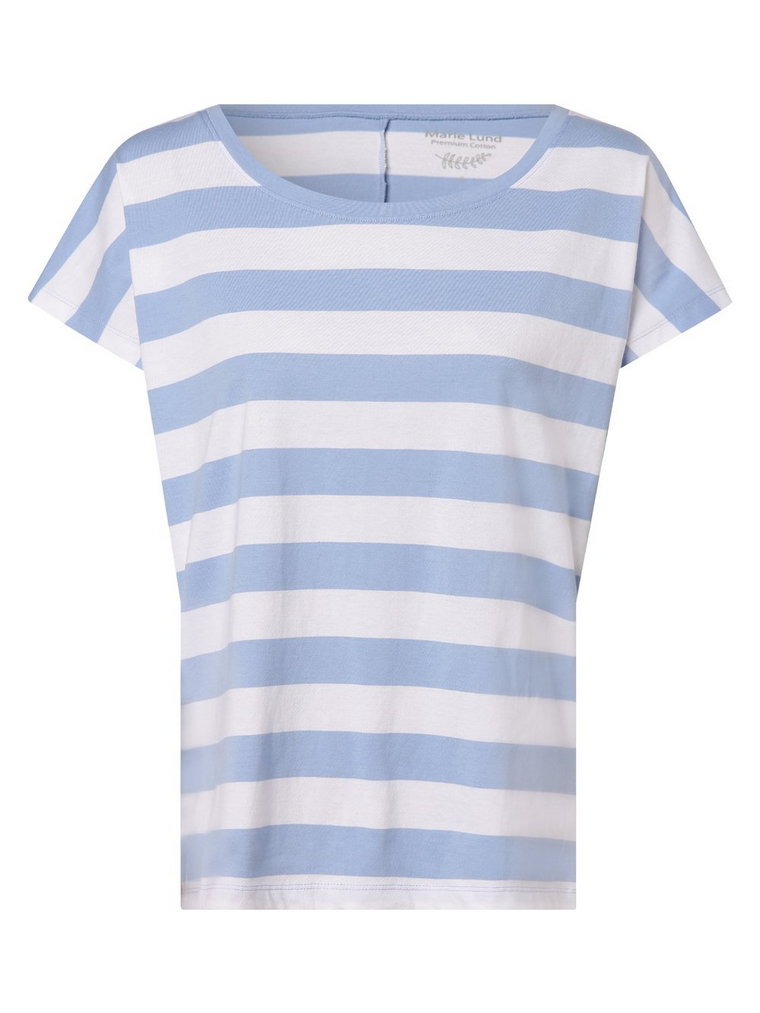 Marie Lund - T-shirt damski, niebieski|biały|wielokolorowy