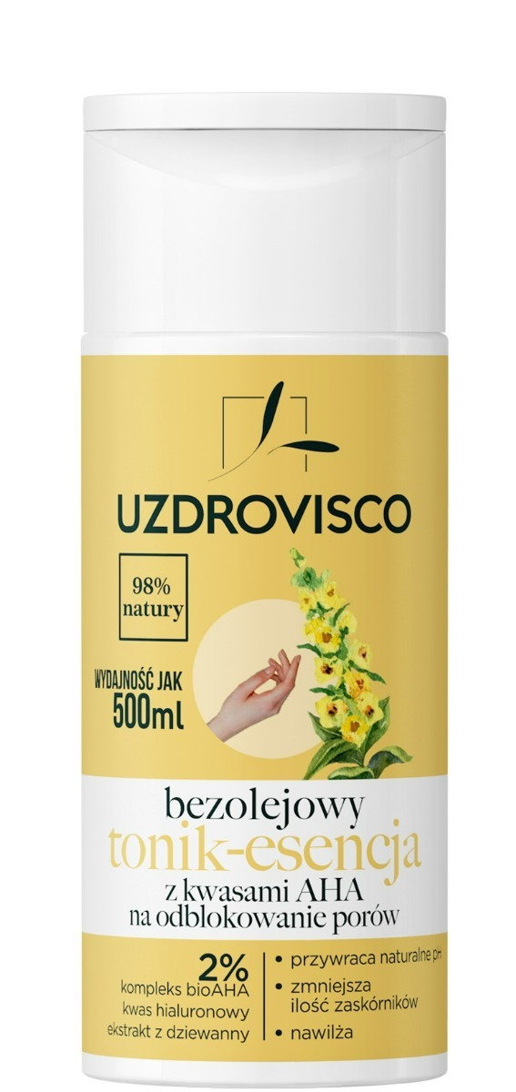 Uzdrovisco Bezolejowy tonik-esencja z kwasami AHA na odblokowanie porów 150ml