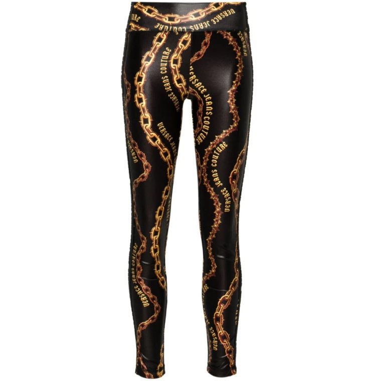 Czarne legginsy dla kobiet Aw24 Versace Jeans Couture