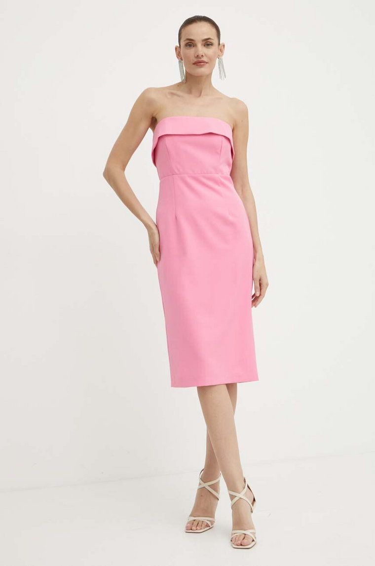 Bardot sukienka GEORGIA kolor różowy midi dopasowana 53007DB1