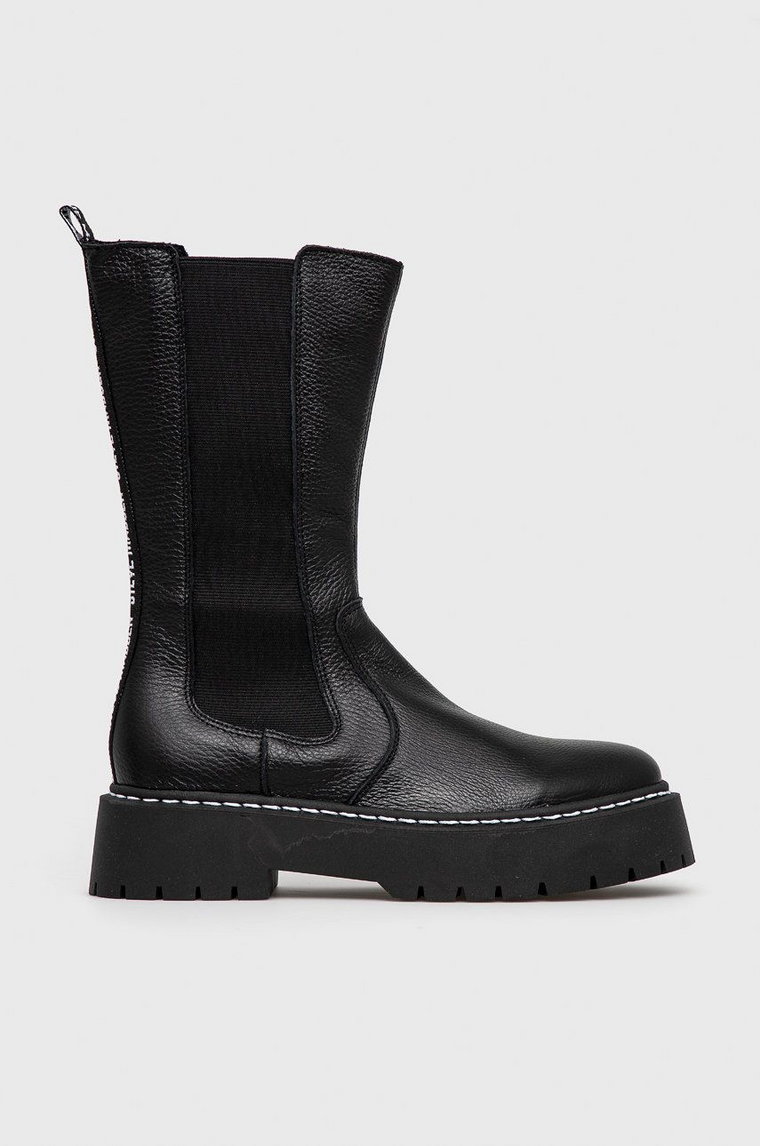 Steve Madden Sztyblety skórzane Vivianne Boot damskie kolor czarny na platformie SM11001286