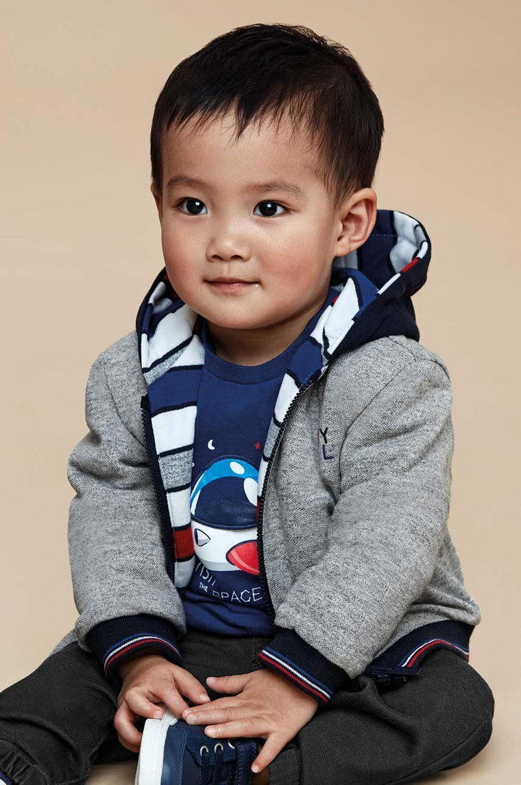 Mayoral bluza niemowlęca kolor szary z kapturem z nadrukiem