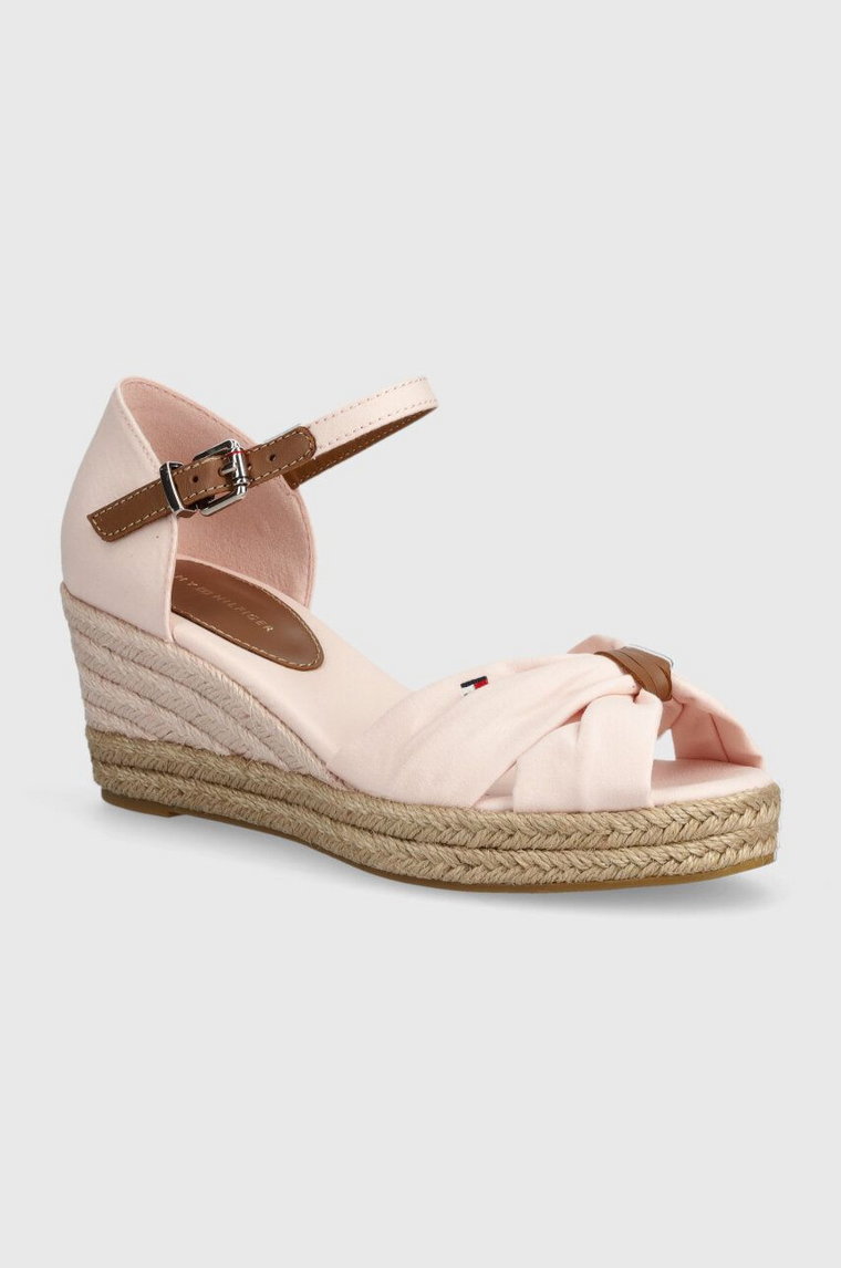 Tommy Hilfiger sandały BASIC OPENED TOE MID WEDGE kolor różowy FW0FW04785