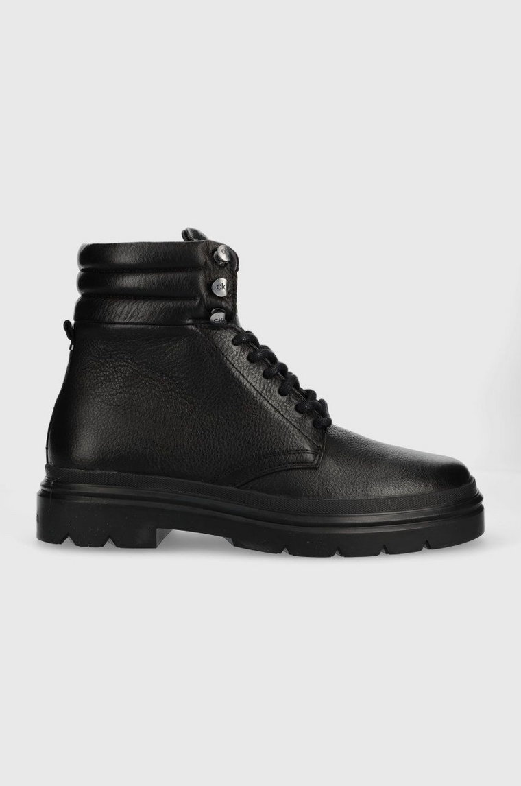 Calvin Klein trapery skórzane Combat Boot Pb Lth męskie kolor czarny