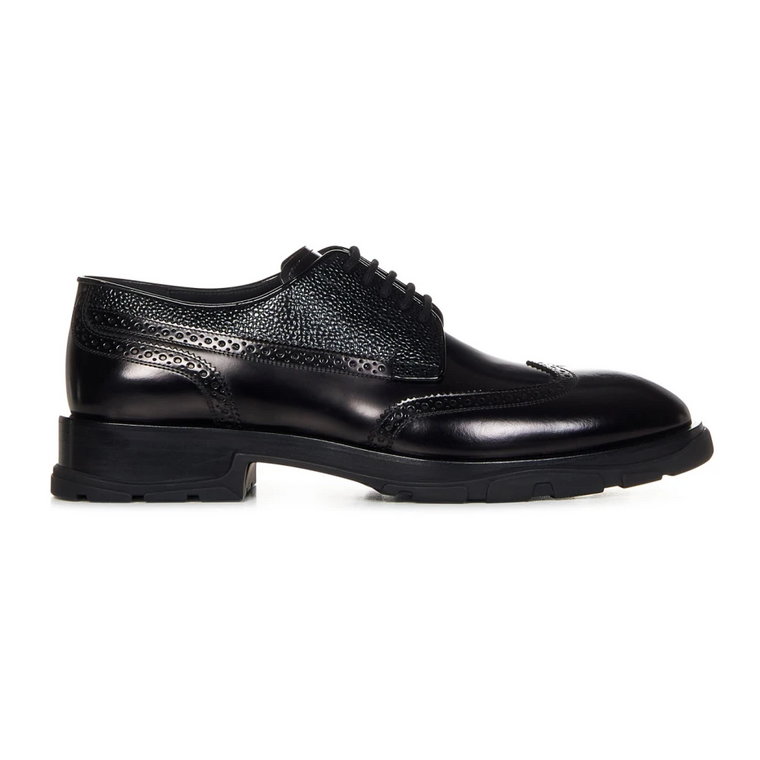 Czarne buty biznesowe z detalami brogue Alexander McQueen