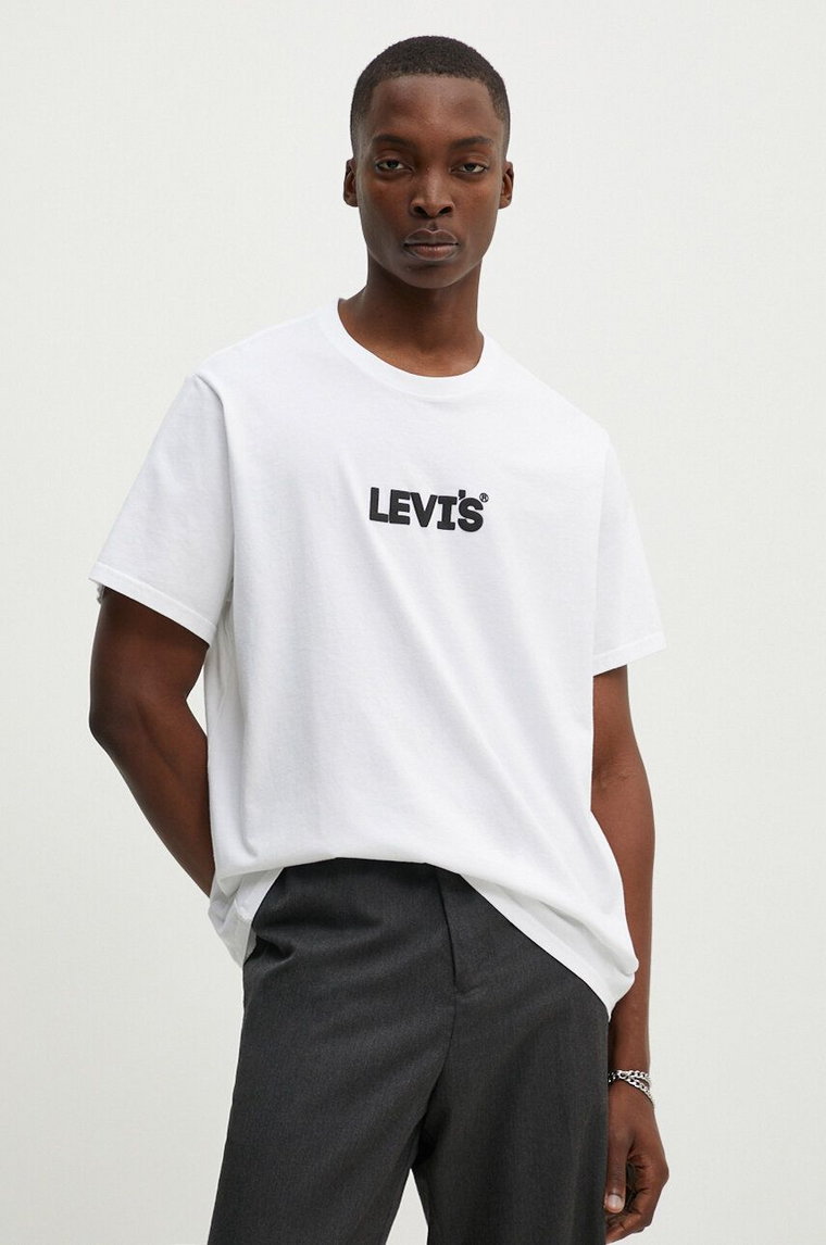 Levi's t-shirt bawełniany męski kolor biały z nadrukiem