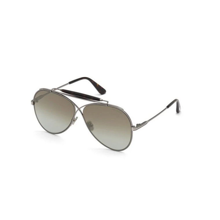 Okulary przeciwsłoneczne, Rama Gunmetal, Brązowe lustrzane soczewki Tom Ford