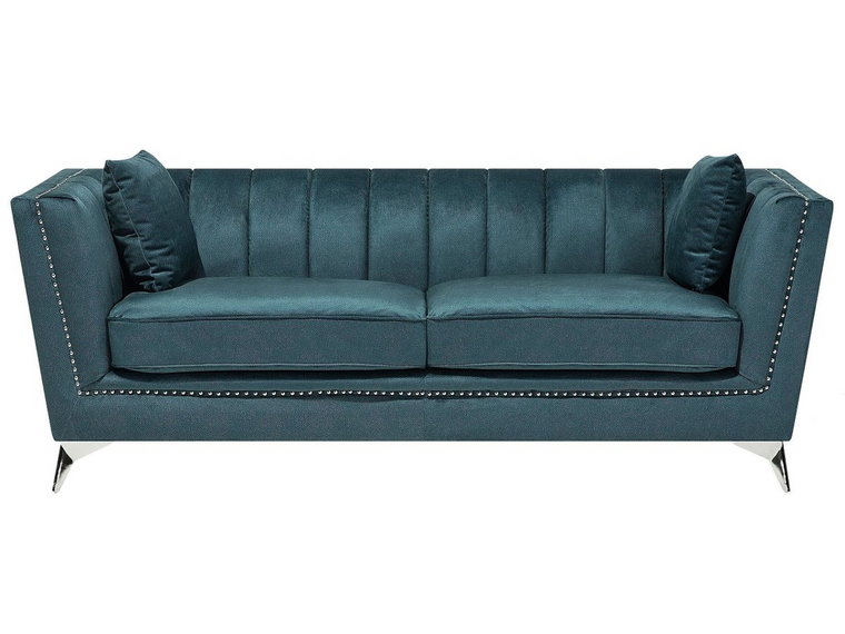 Sofa tapicerowana BELIANI Gaula, 3-osobowa, niebiesko-zielona, 77x211x80 cm