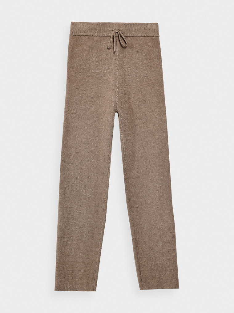 Spodnie casual z wiskozą damskie Outhorn - brązowe