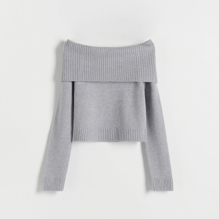 Reserved - Sweter z odkrytymi ramionami - szary