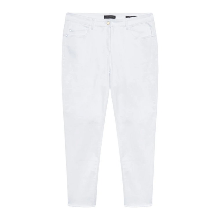 Białe Skinny Jeans z Frędzlami Fiorella Rubino