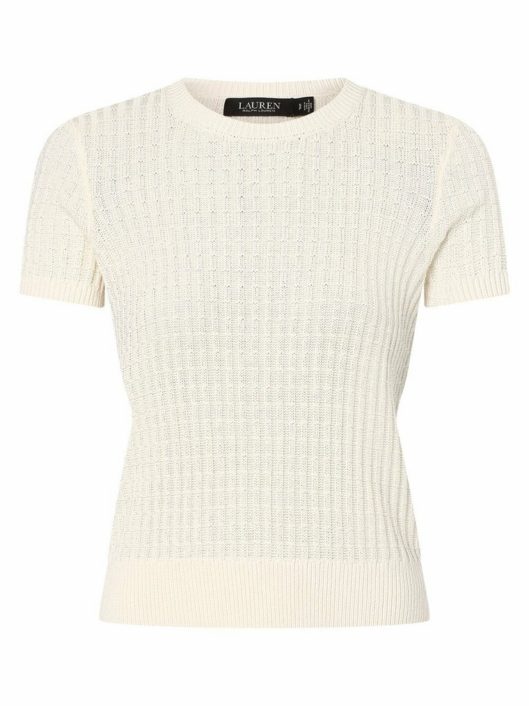 Lauren Ralph Lauren - T-shirt damski z dodatkiem lnu, biały