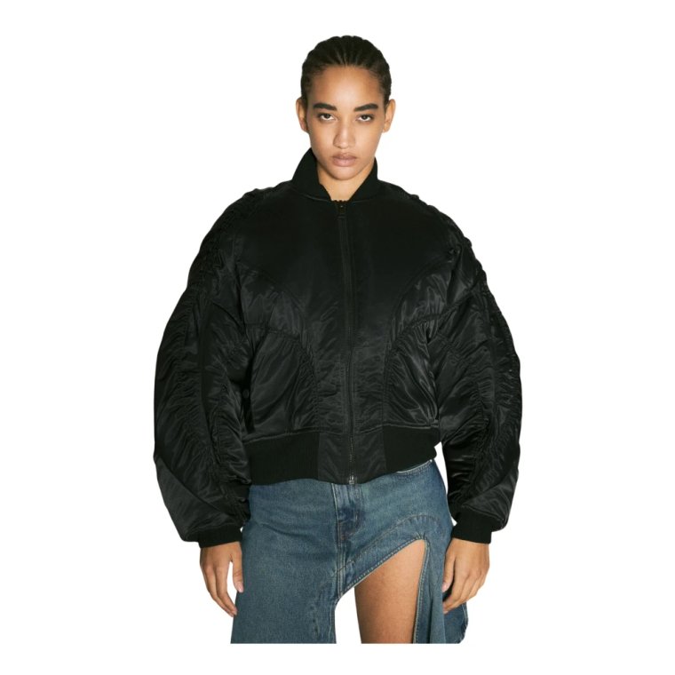 Puffy Sleeve Satin Bomber Jacket Mugler