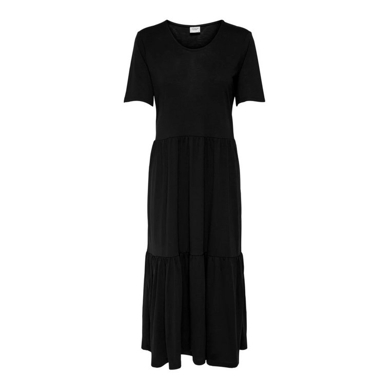 Czarna Sukienka z Bawełny, Krótki Rękaw Jacqueline de Yong