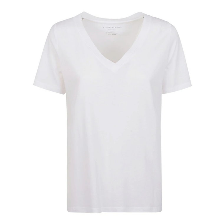 Białe T-shirty Pola z Lyocell i Bawełny Majestic Filatures