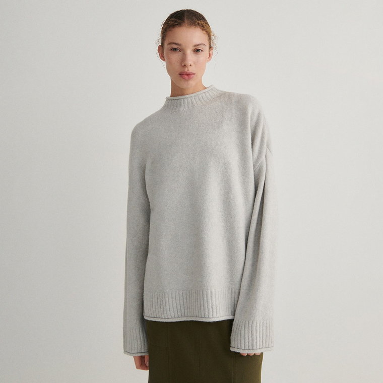 Reserved - Sweter oversize - jasnoszary