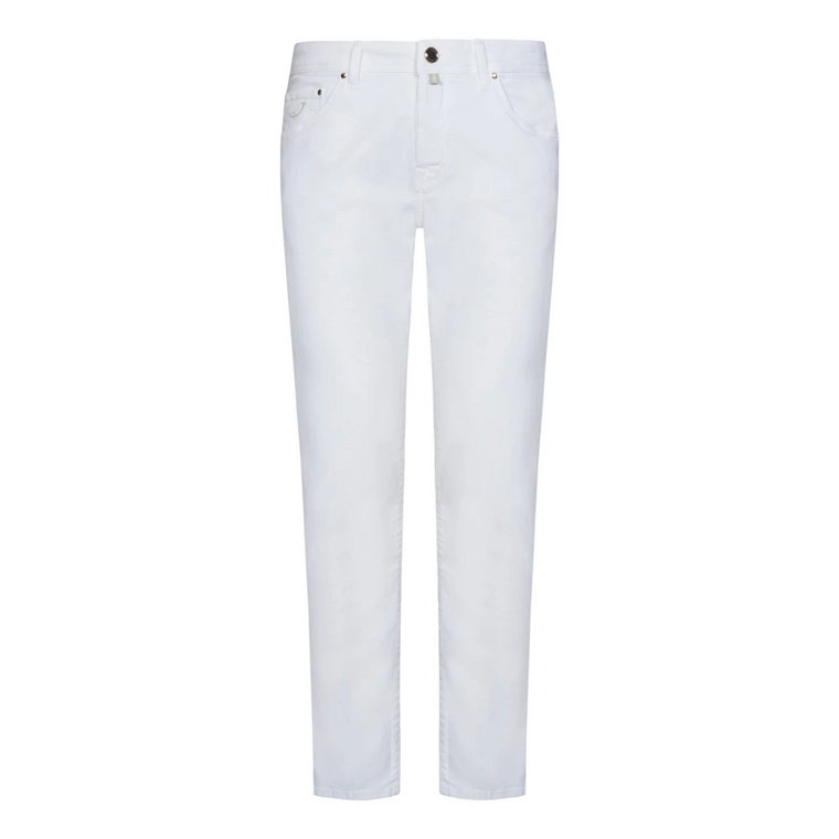 Białe dopasowane jeansy z elastanem dla mężczyzn Jacob Cohën