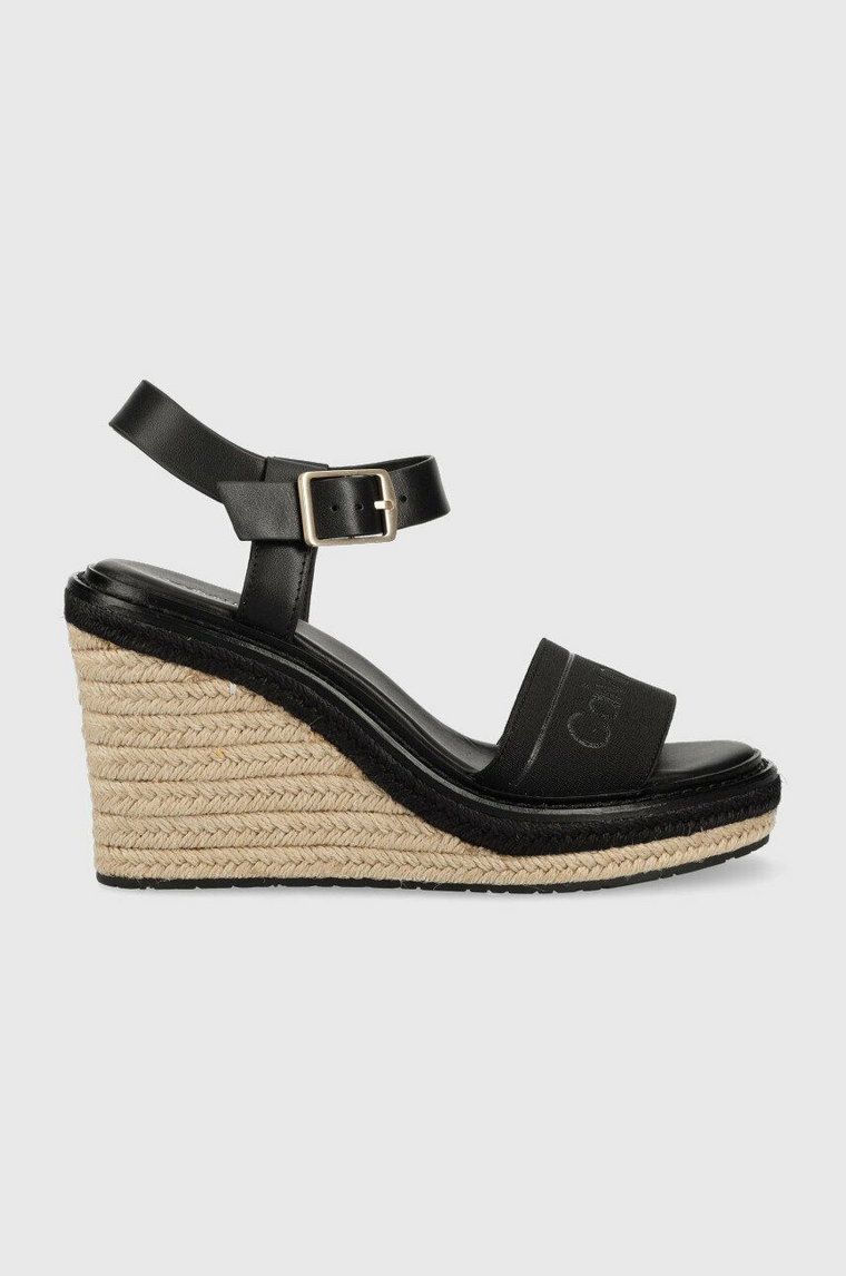 Calvin Klein sandały WEDGE 70HH - HE damskie kolor czarny na koturnie HW0HW01499