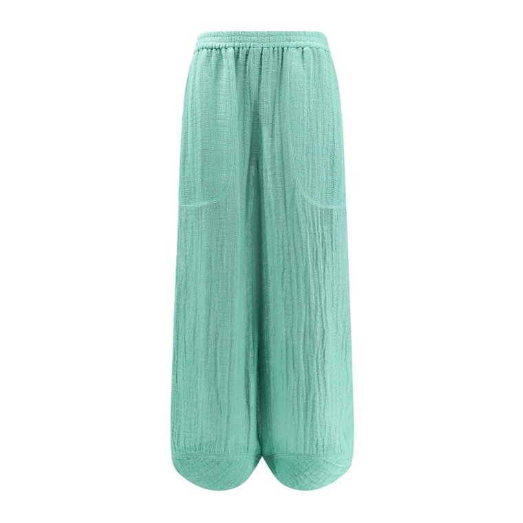 Zielone lniane spodnie Elastyczny pas Kieszenie Giorgio Armani
