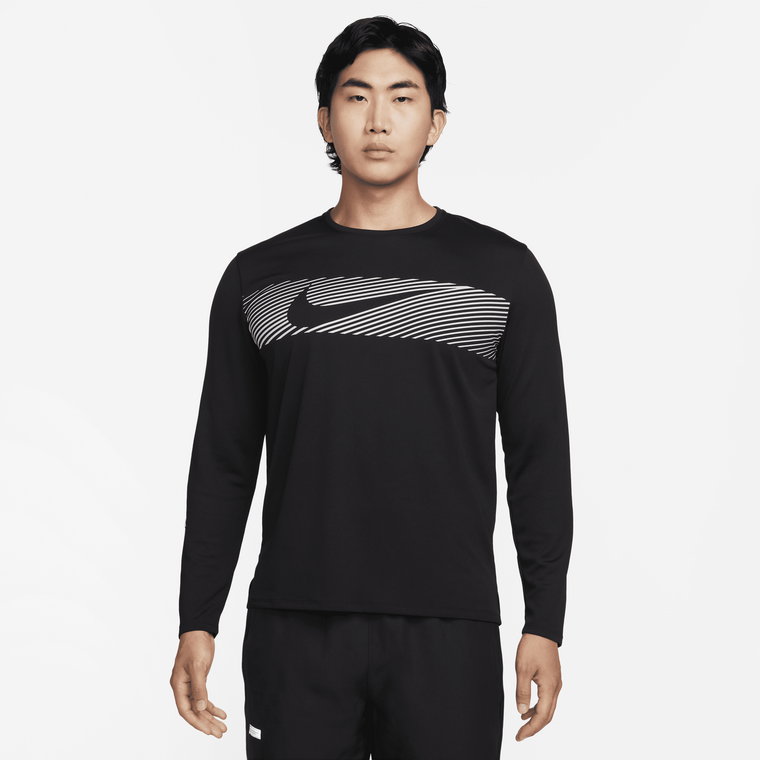 Męska koszulka z długim rękawem do biegania Nike Dri-FIT Flash - Czerń