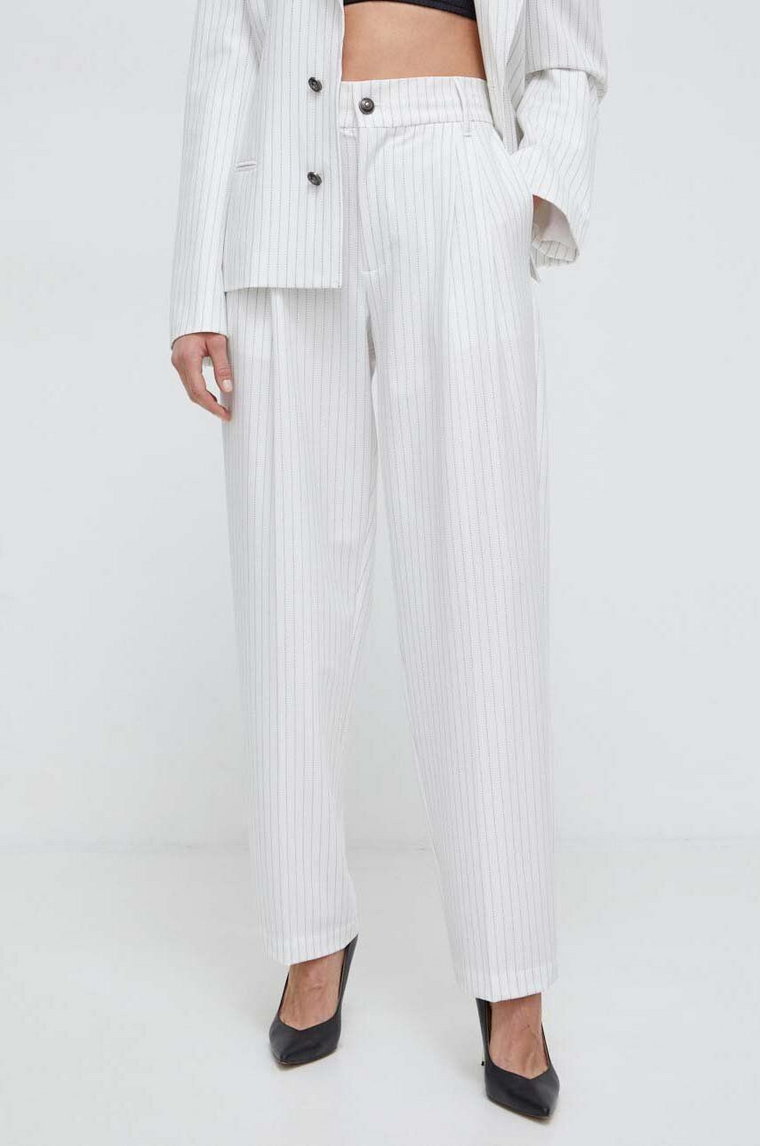 Versace Jeans Couture spodnie damskie kolor biały szerokie high waist 76HAA115 N0335