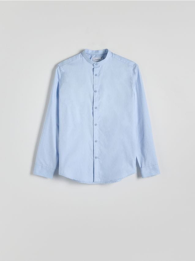 Reserved - Koszula slim fit ze stójką - jasnoniebieski