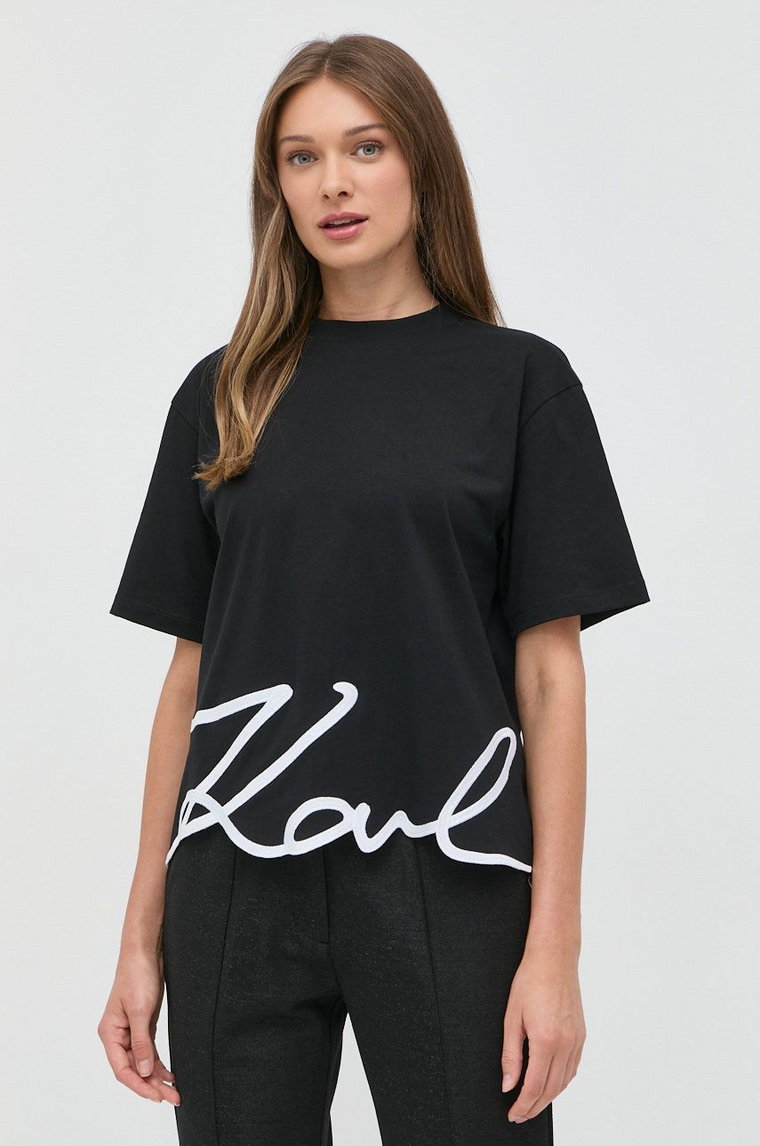 Karl Lagerfeld t-shirt bawełniany kolor czarny