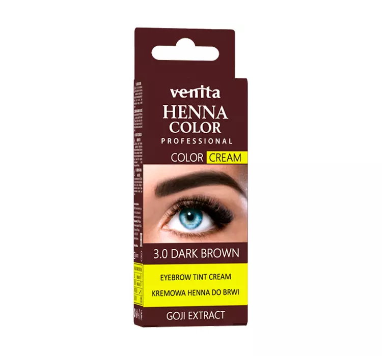 VENITA HENNA COLOR HENNA DO BRWI W KREMIE 3.0 DARK BROWN 15G + 15G