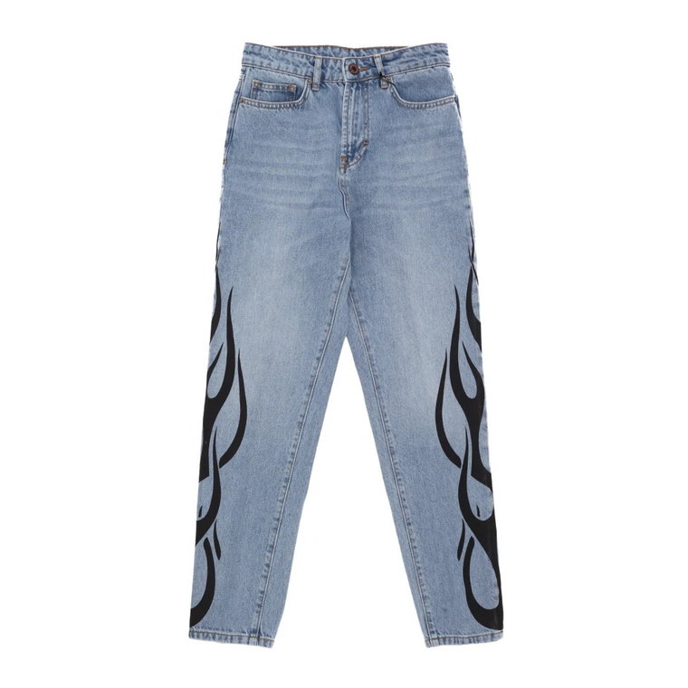 Flames Denim Jeans Niebiesko-Czarne Vision OF Super