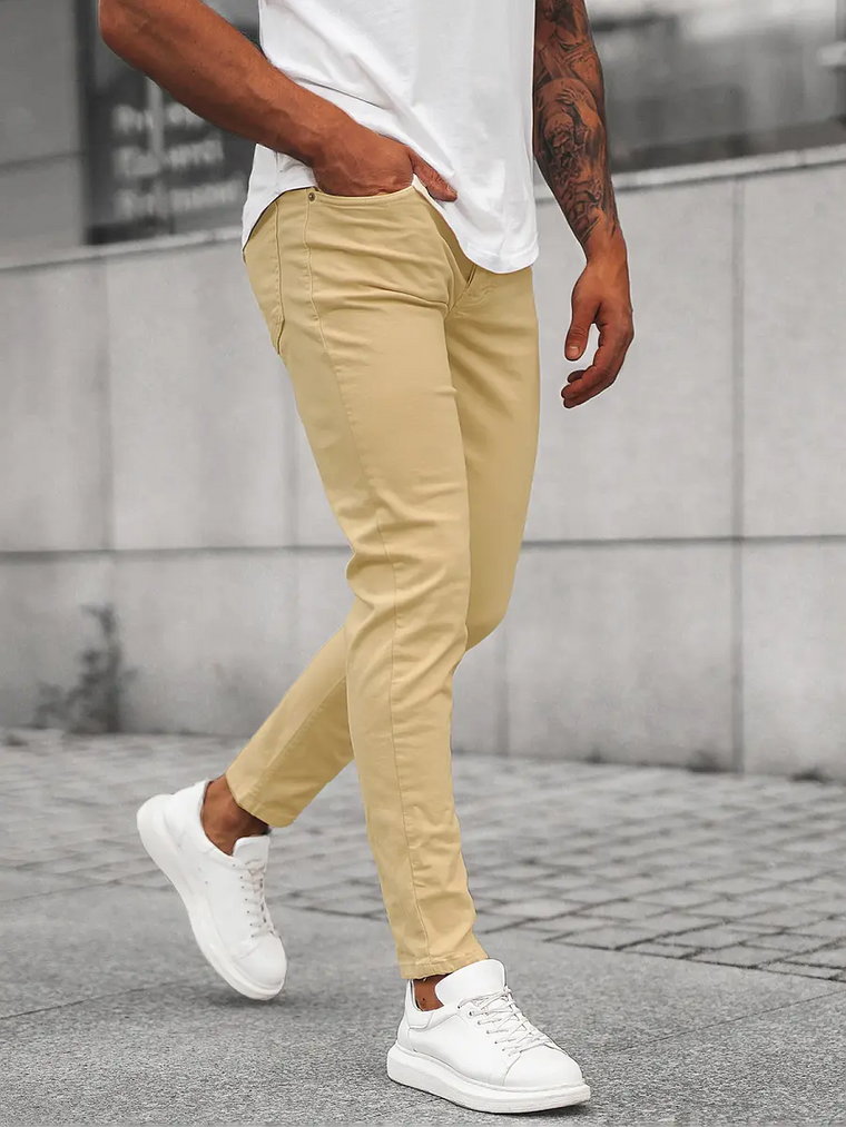 Spodnie jeansowe męskie beżowe OZONEE E/5388/02