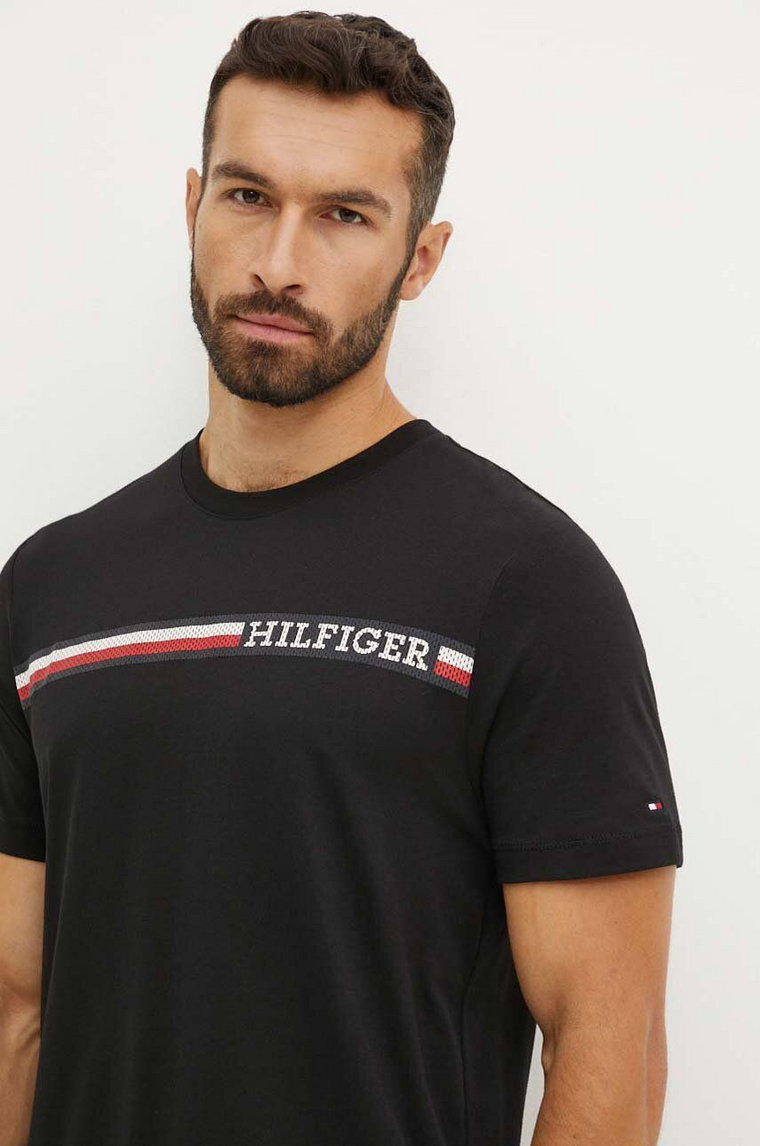 Tommy Hilfiger t-shirt bawełniany męski kolor czarny z nadrukiem MW0MW36739