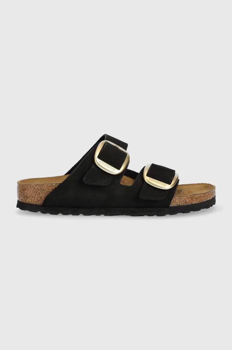 Birkenstock klapki skórzane Arizona Big Buckle damskie kolor czarny 1023290