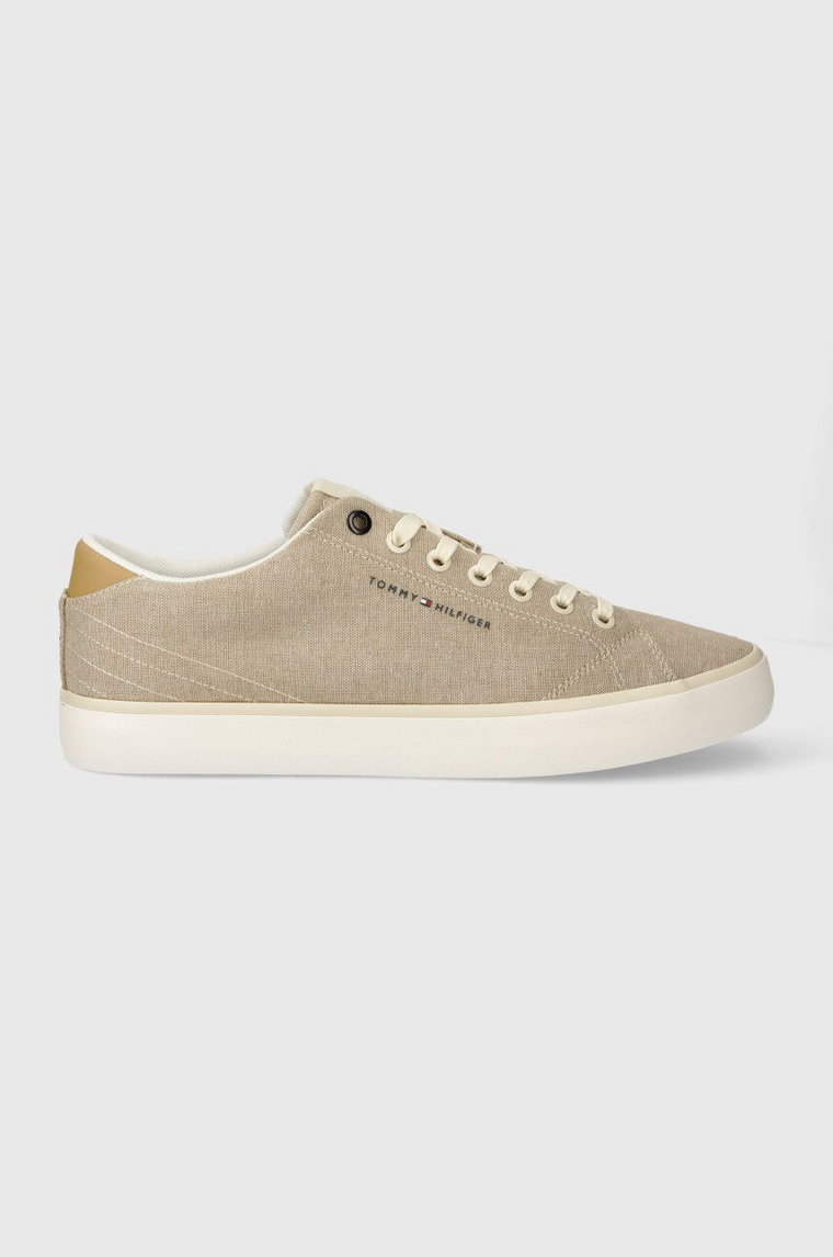 Tommy Hilfiger tenisówki TH HI VULC LOW CHAMBRAY męskie kolor beżowy FM0FM04945