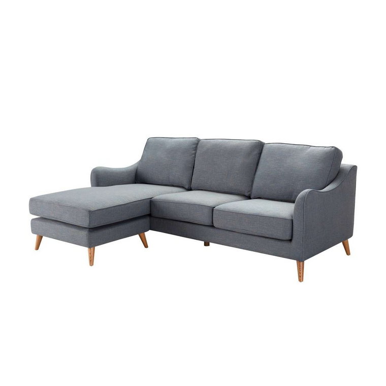 Sofa narożna Venuste denim blue/brown, 227 x 160/88 x 90 cm