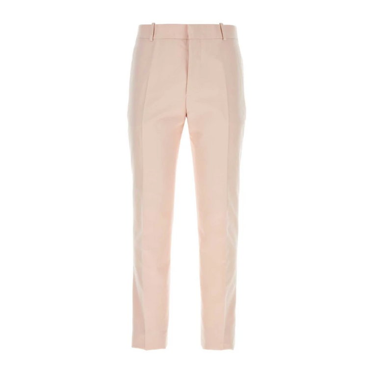 Pastelowe różowe spodnie z twillu Alexander McQueen