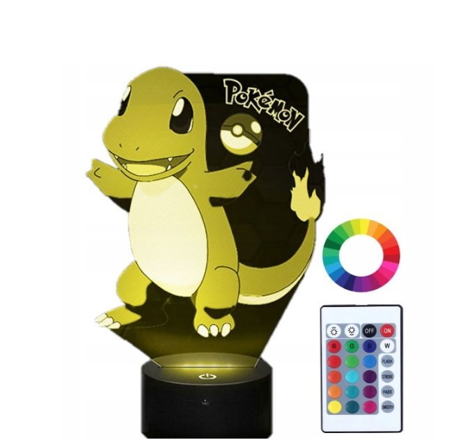 Lampka Nocna z Imieniem Pokemon Charmander 3D Led