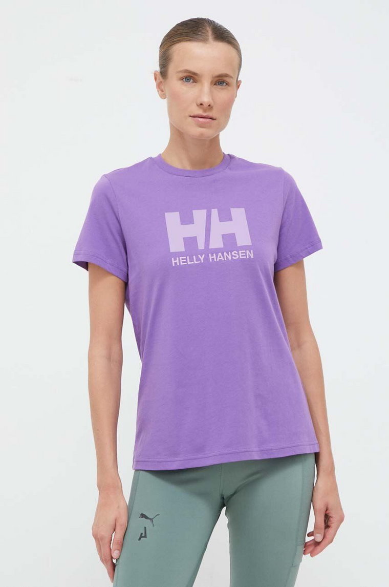 Helly Hansen t-shirt bawełniany kolor fioletowy 34112-001