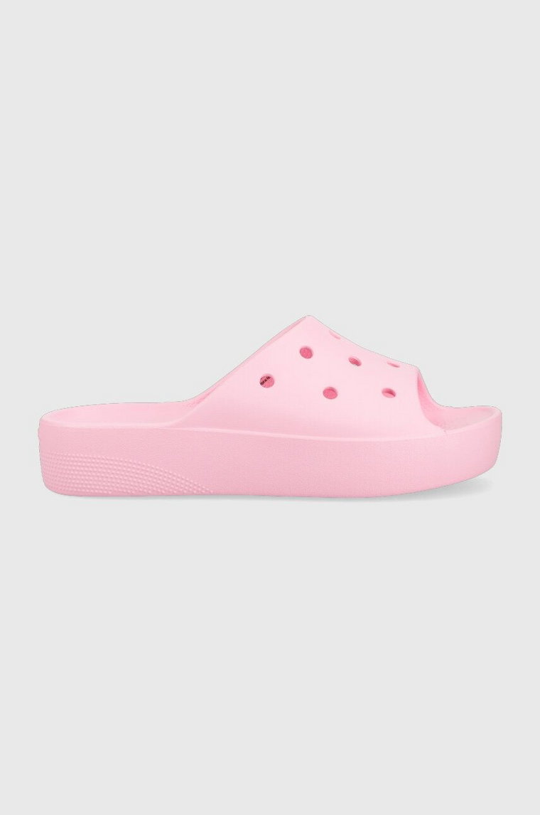 Crocs klapki Classic Platform Slide damskie kolor różowy na platformie 208180 208180.6S0-6S0