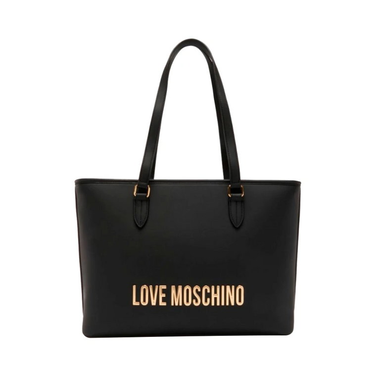 Czarna Torba Shopper Styl Nowoczesny Moschino